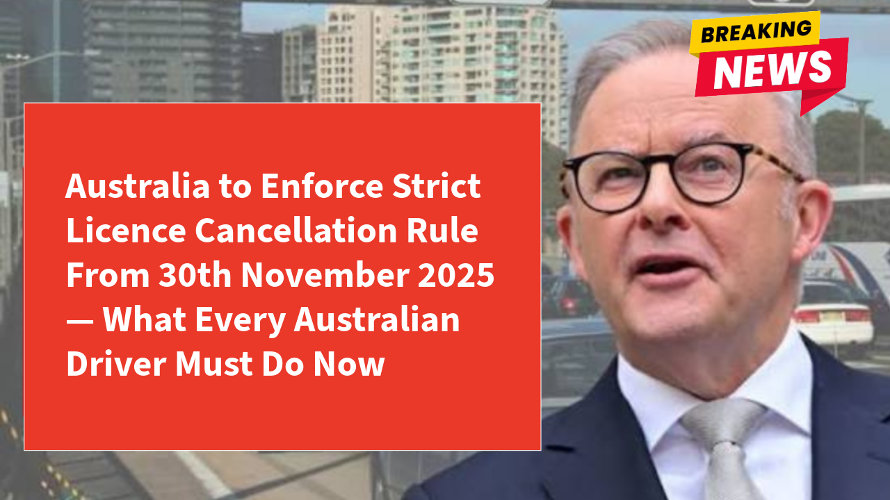 Australia to Enforce Strict Licence Cancellation Rule From 30th November 2025 — What Every Australian Driver Must Do Now