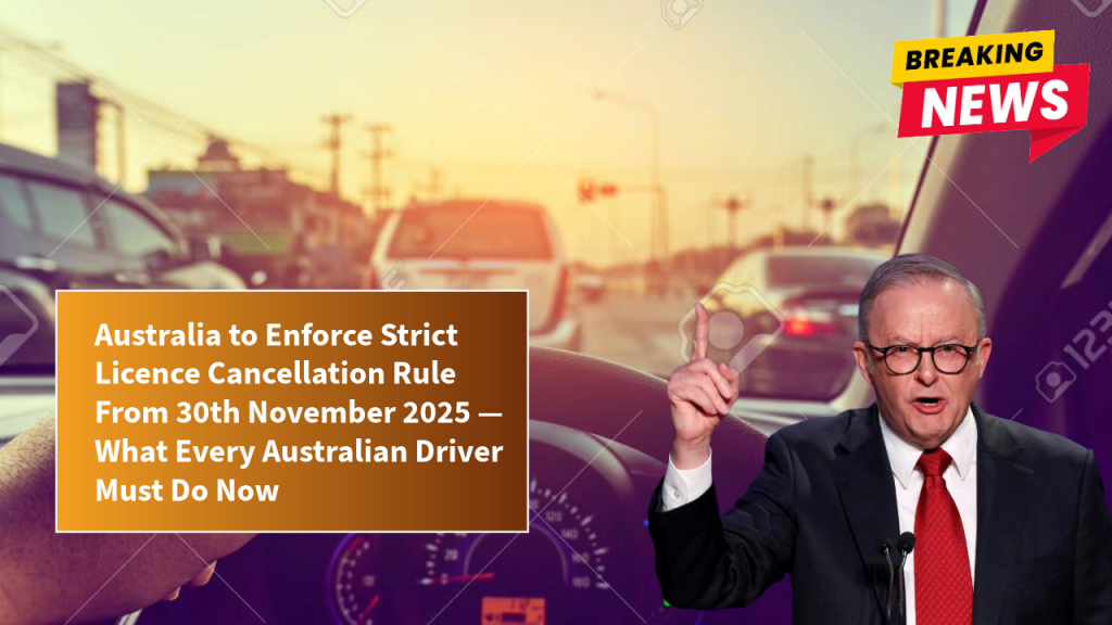 Australia to Enforce Strict Licence Cancellation Rule From 30th November 2025 — What Every Australian Driver Must Do Now