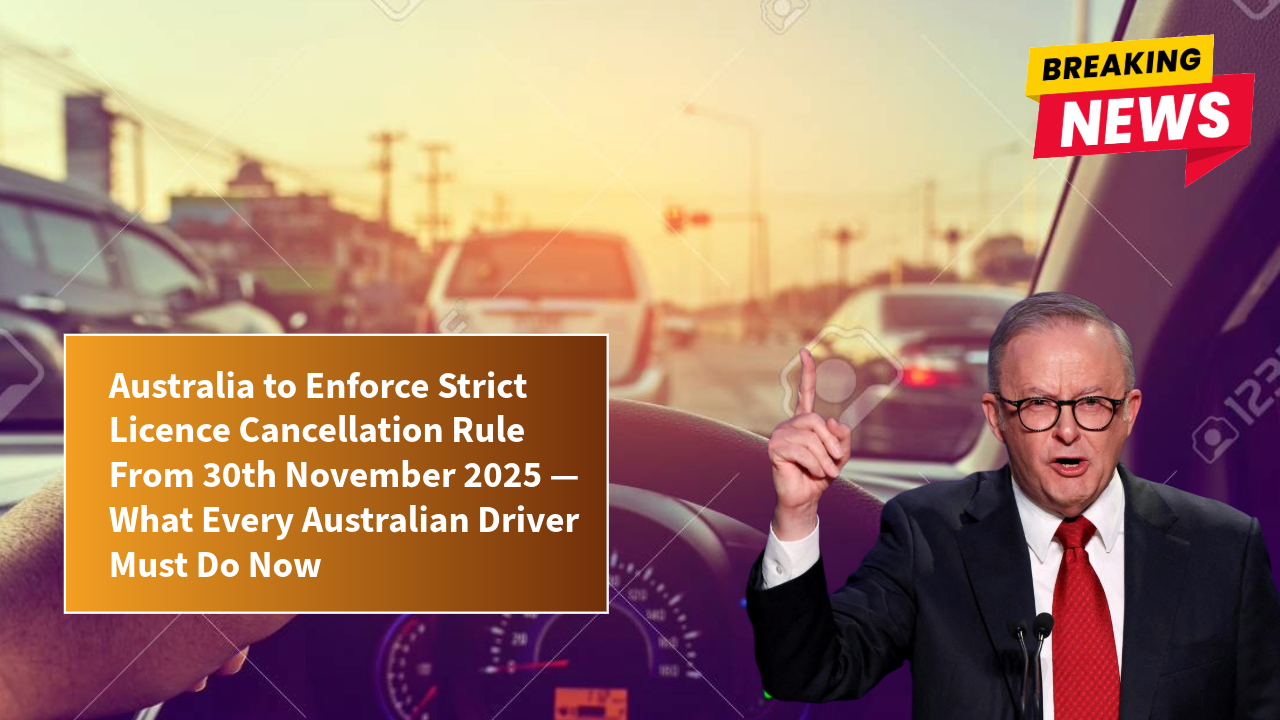 Australia to Enforce Strict Licence Cancellation Rule From 30th November 2025 — What Every Australian Driver Must Do Now