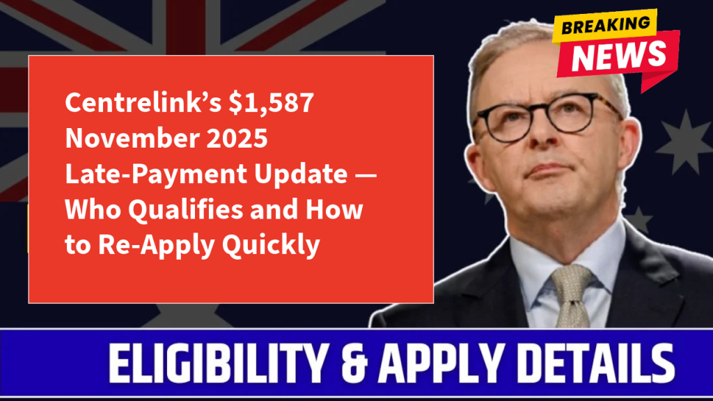 Centrelink’s $1,587 November 2025 Late-Payment Update — Who Qualifies and How to Re-Apply Quickly