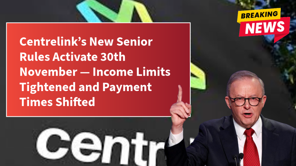 Centrelink’s New Senior Rules Activate 30th November — Income Limits Tightened and Payment Times Shifted