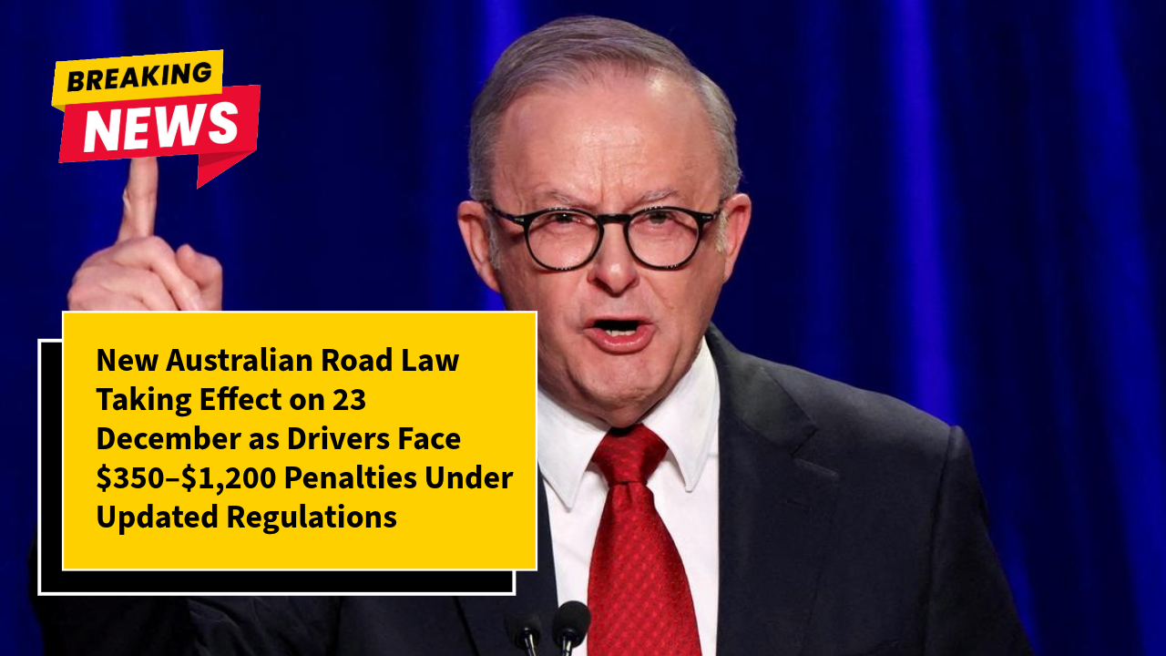 New Australian Road Law Taking Effect on 23 December as Drivers Face $350–$1,200 Penalties Under Updated Regulations