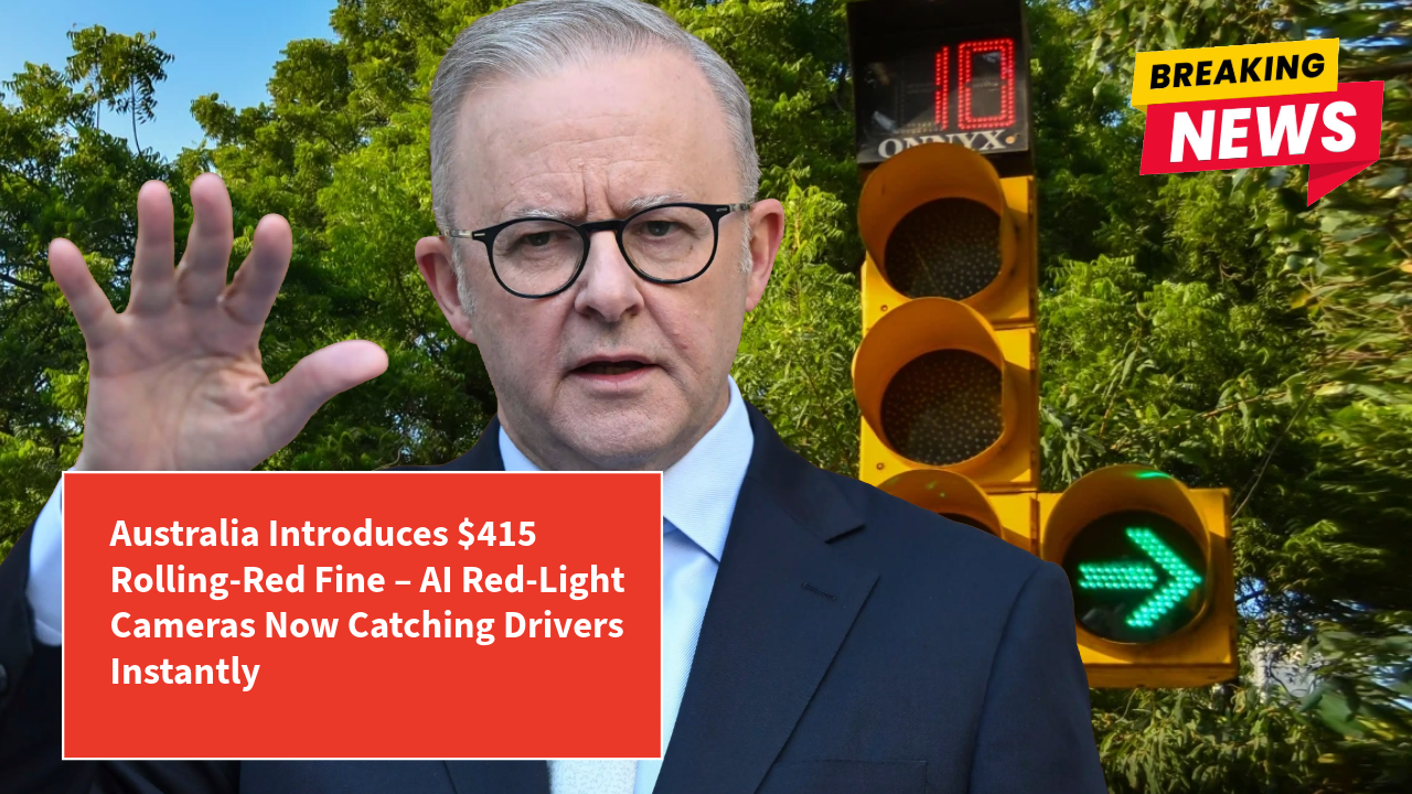 Australia Introduces $415 Rolling-Red Fine – AI Red-Light Cameras Now Catching Drivers Instantly